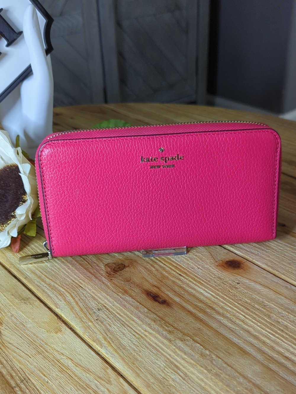 Kate Spade Hot Pink Leather Zipper Wallet